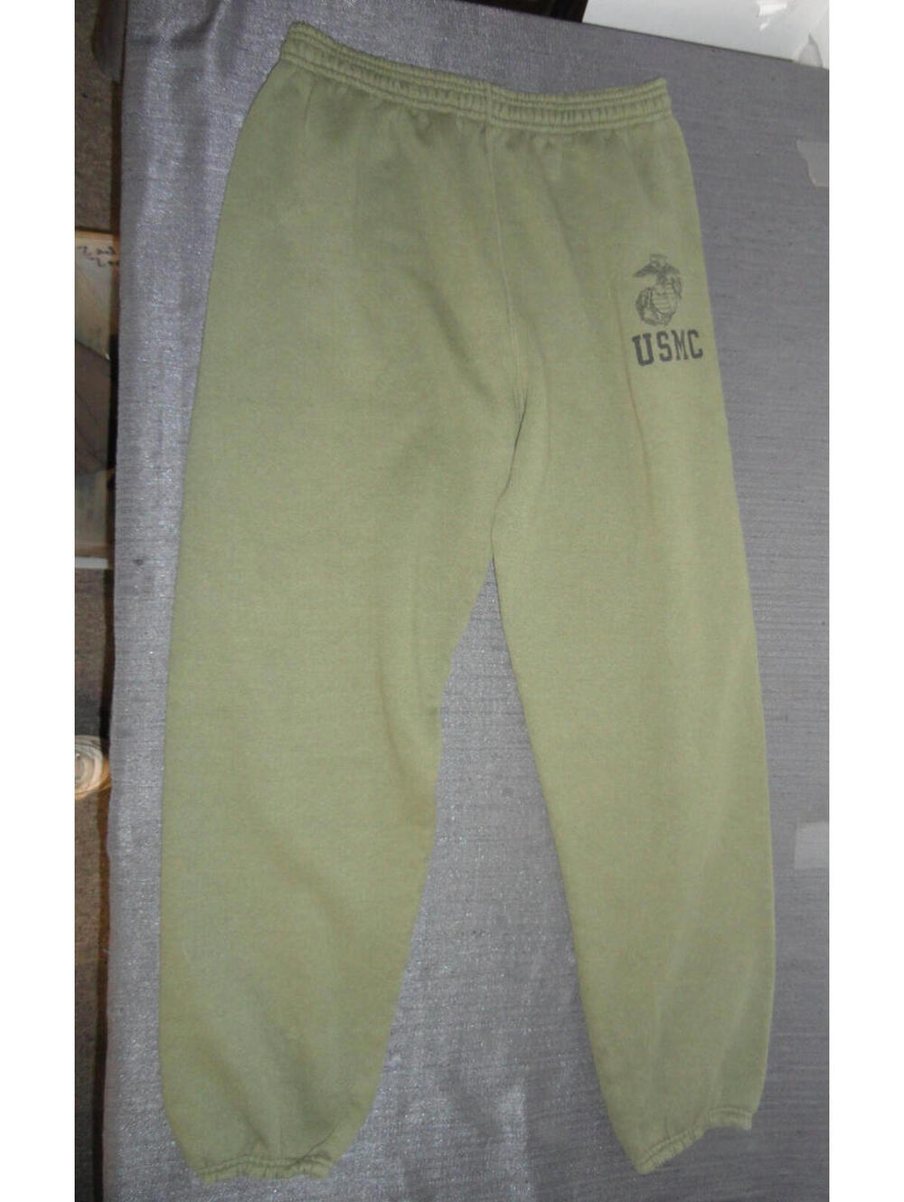 1992 MARINE CORPS PT PHYSICAL FITNESS UNIFORM USMC SWEAT PANTS OLIVE GREEN LARGE